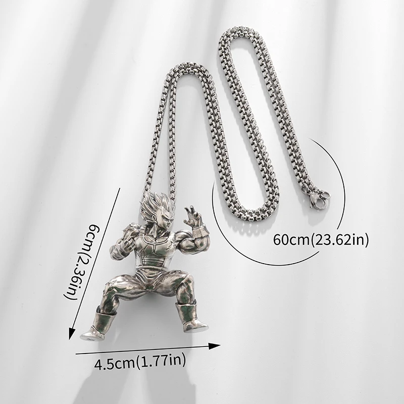 Fashion Personality Yellow Hair Muscular Samurai Pendant Necklace for Men Punk Anime Characters Fighting Sun Wukong Jewelry