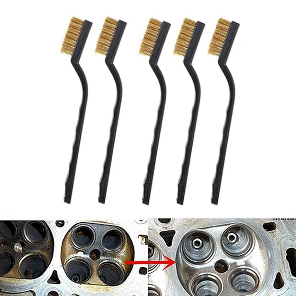 5Pcs 15cm Remove Rust Brush Brass Cleaning Polishing Metal Brushes Brass Wire Steel Wire Nylon Brush Clean Tools Home Kits,wire brush,wire brush set