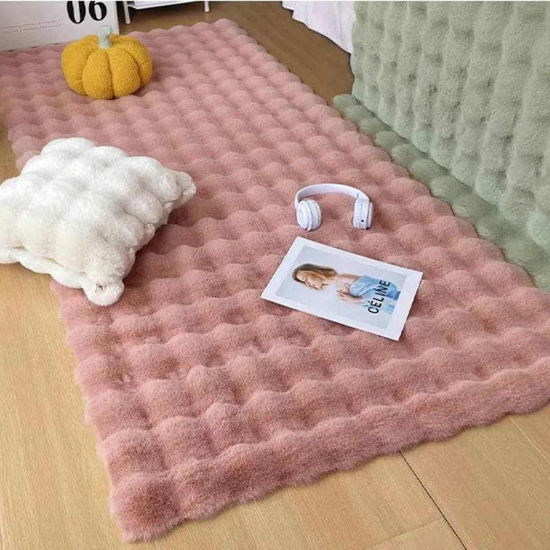 White Carpet for Living Room,Faux Rabbit Hair Plush Rug,bedroom Floor Fluffy Mat Anti-slip Home Decor Rugs Non Shedding Area Rug