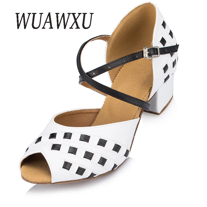 NATASHA 2023 Latin Dance Shoes Female Adult Soft Sole Low Heel National Standard Professional Dance Shoes Indoor High Heel Leath