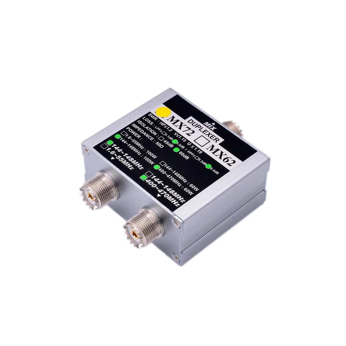 MX72 안테나 듀플렉서, 다양한 주파수 선형 결합기, HAM DIY 액세서리, 60dB VHF 및 UHF, 144-148MHz 및 400-470MHz