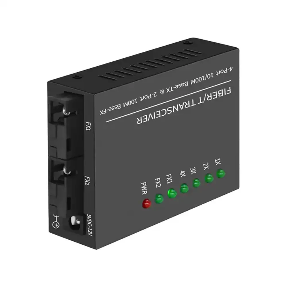 1개 4 RJ45 2 SC 광섬유 포트 광섬유 미디어 컨버터 1310nm/1550nm 20km 광섬유 미디어 컨버터(전원 공급 장치 포함)