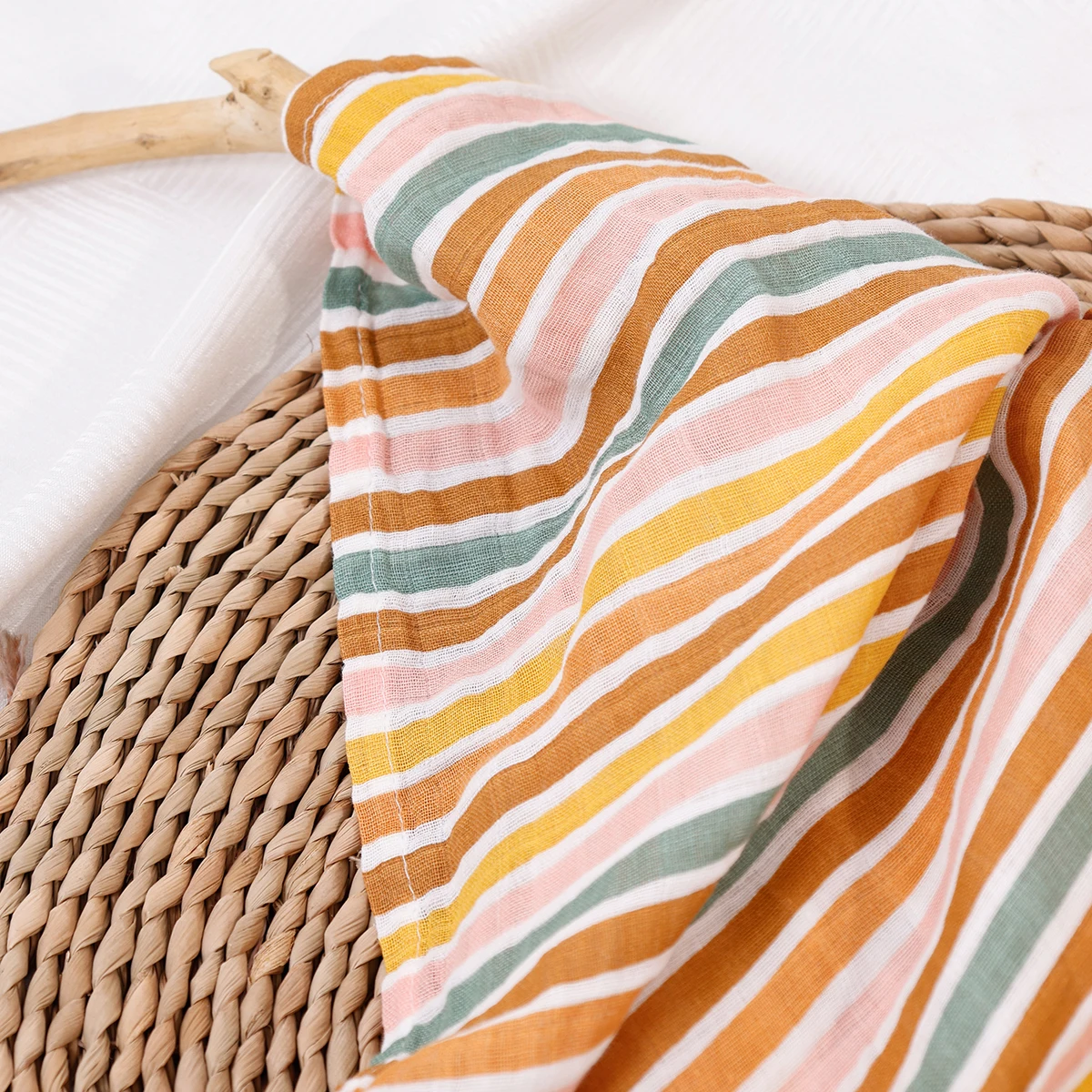 HappyFlute New 120*110CM Skin-friendly&Soft Muslin Pure Cotton Fiber Baby Swaddle Newborn Blanket Baby Infant Wrap 5