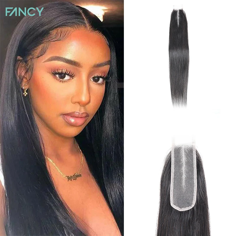 Fancy Lace Closure 2x6 100% Human Hair Brazilian Straight Hair Middle Part  Lace Closure 2x6 Natural Color Soft Remy Human Hair - Pre-colored Closures  - AliExpress