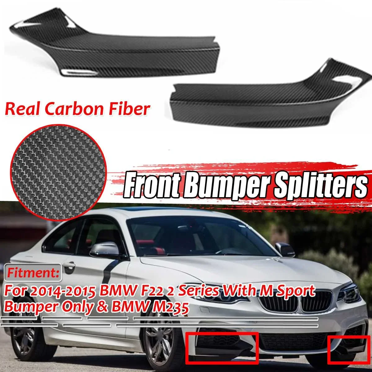 Coppia Car Paraurti Anteriore Splitter Lip Diffusore Body Kit Spoiler Grembiuli Guard Per Bmw M235I Coupe F22 M-Tech M-Sport 2014-2016