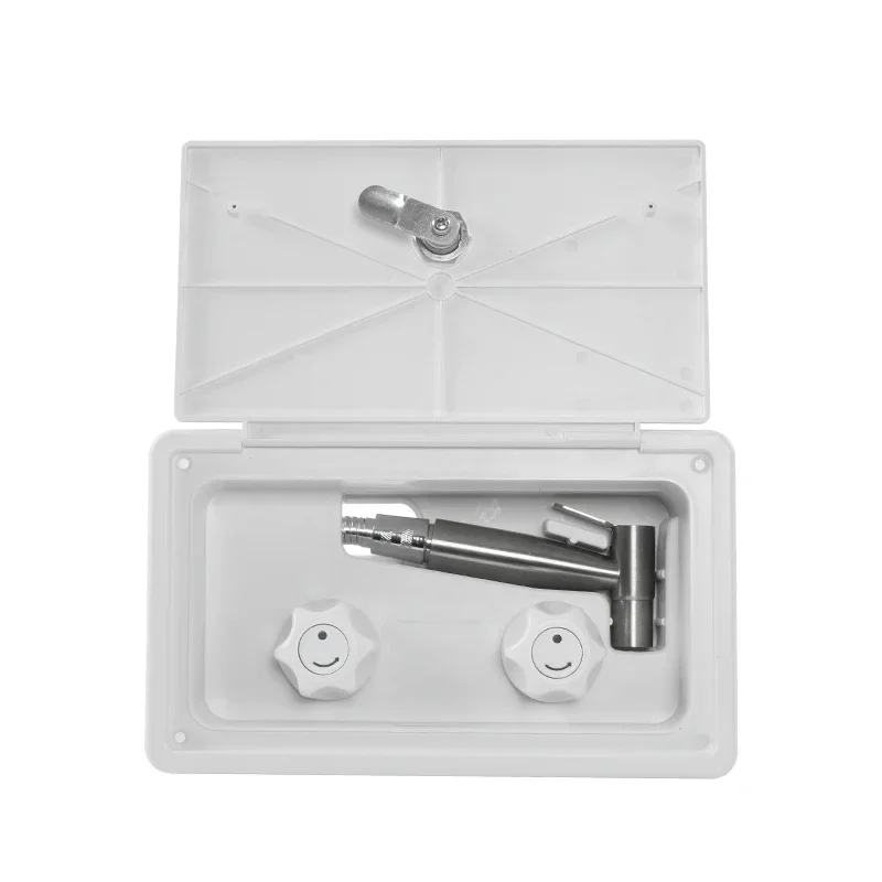 TYTXRV Exterior White Shower Box With lock 1.5M White hose Water saving nozzle apply to Caravan Motorhome Camper accessories