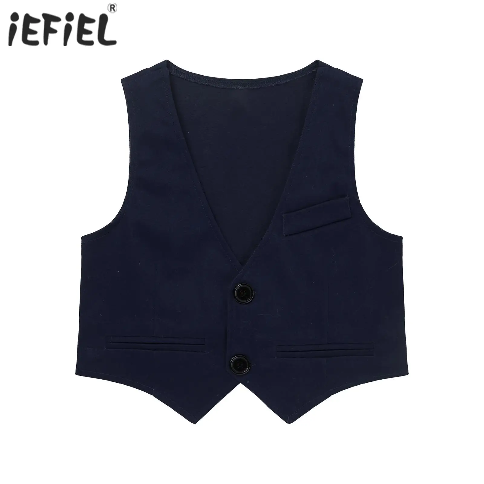 Kids Boys Waistcoat Prince Formal Vest Gentleman V Neck Single-Breasted Vest for Wedding Birthday Party Dancewear Performance
