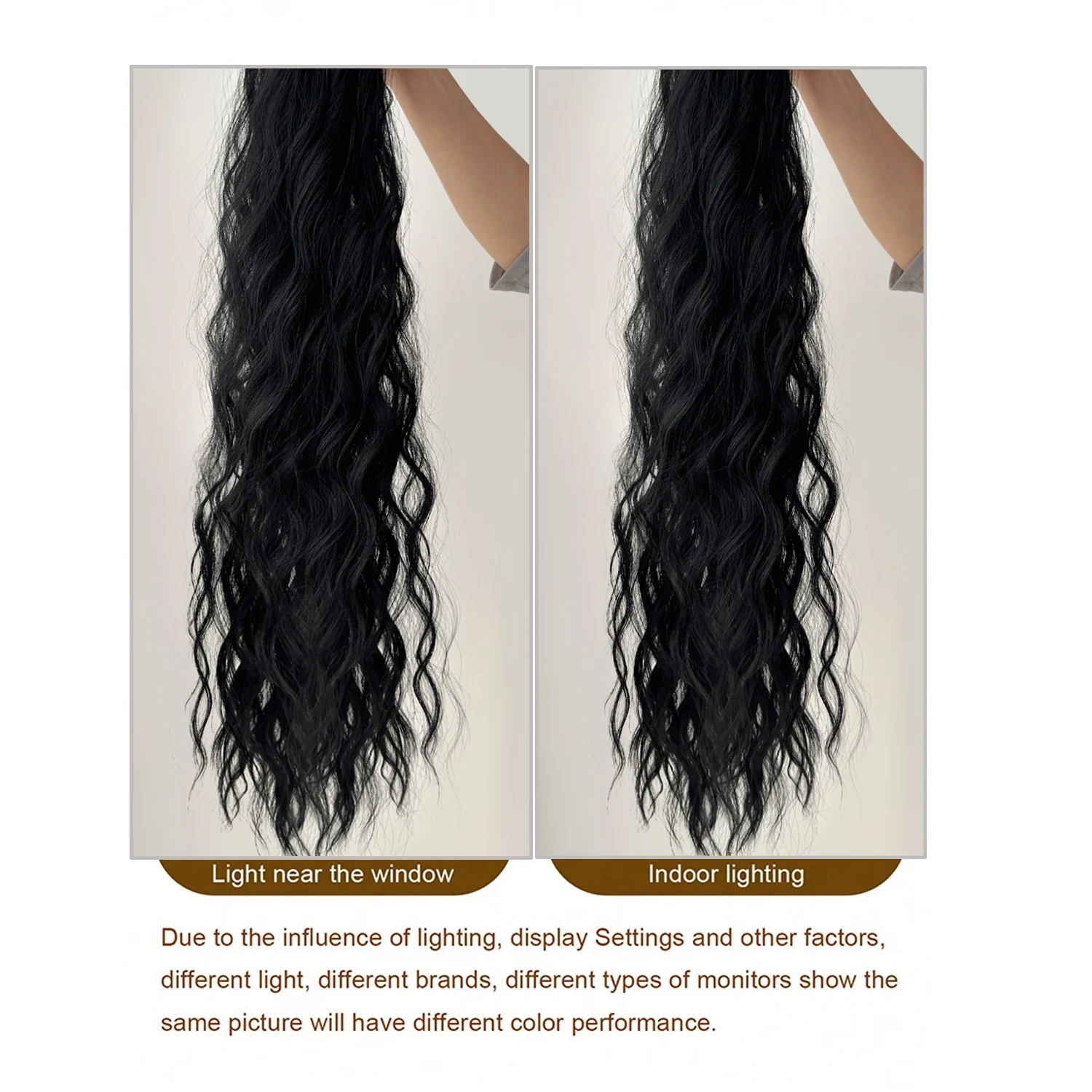 32”Synthetic Claw Ponytail Extension Straight Hair Water Wave Clip Hair Extensions Soft Natural Multi-Color Optio