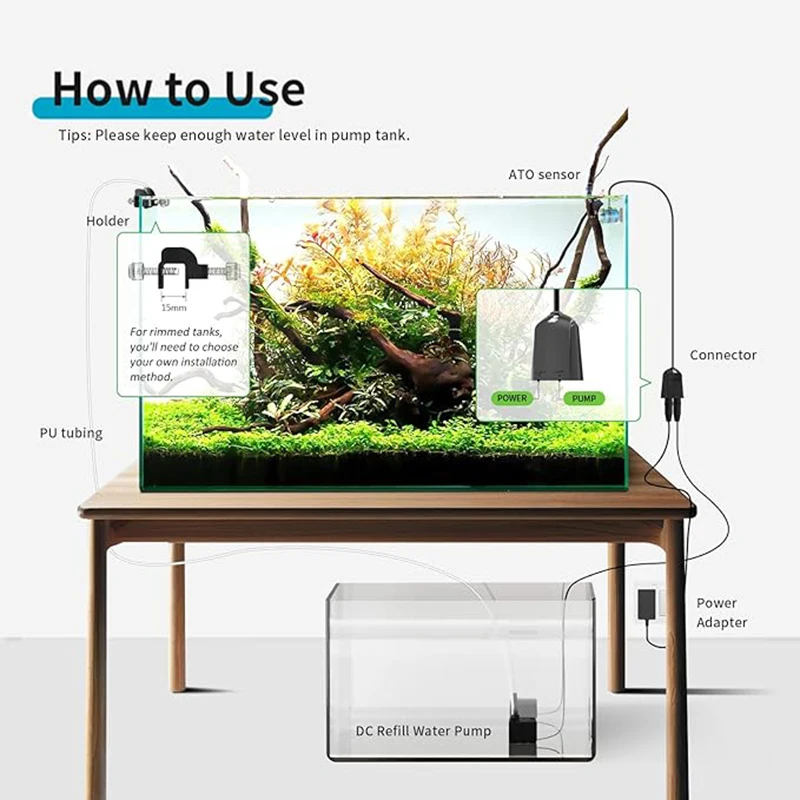 Fzone Aquarium ATO380 Auto Top Off Refilling System Fishing Tanks Automatic Mini Water Pump Accessories Akvarium DC12v water pump aquarium water pump fish tank pump aquarium dosing pump fish tank water filler