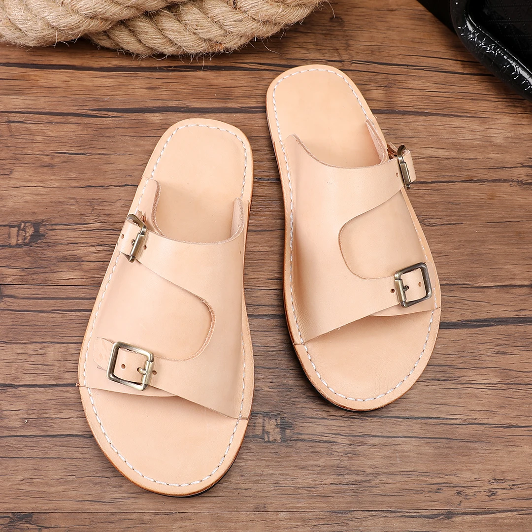 Hand Sewn Thick Soled Men's Slippers with Plant-based Cow Slippers