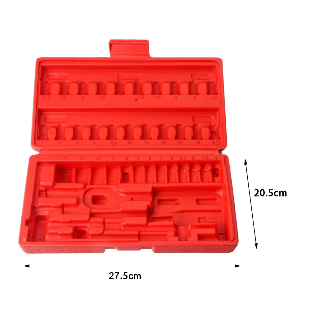 46 PCS Car Hand Tool Sets Capacity Empty Box Repair Tool Box for Home DIY 1/4inches Socket Wrench Set Ratchet Screwdriver Bits
