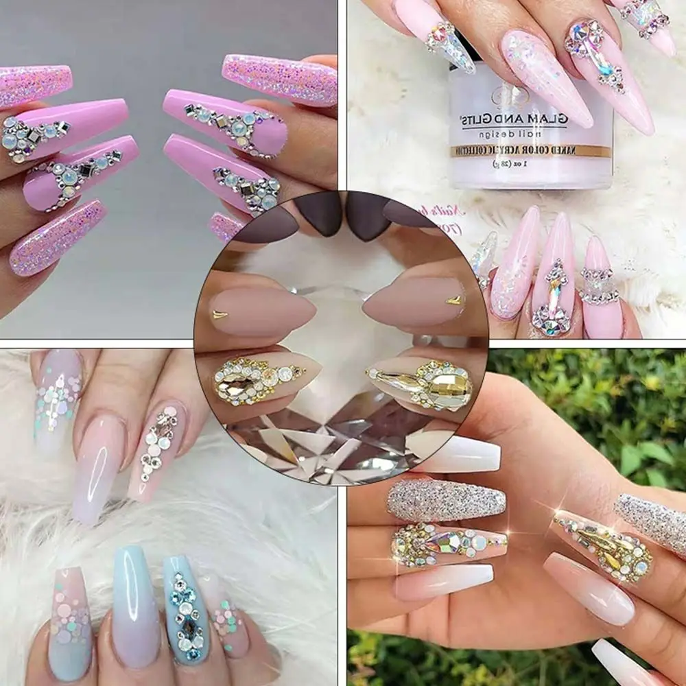 Accessories Acrylic Nail  Accessories Gems Stones Nail  Charms Diamond Nail Decoration Crystal Nail Rhinestone Nail Jewelry Set