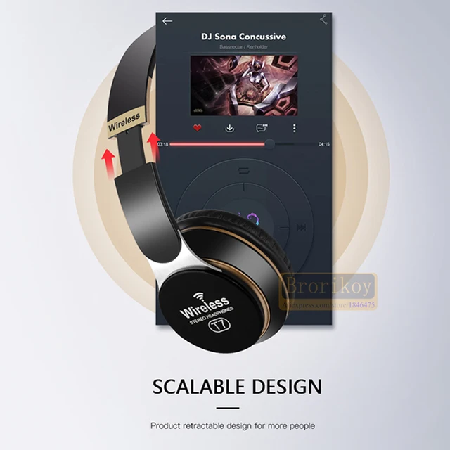 Headphones Bluetooth Headset Earphone Wireless Headphones Stereo Foldable Support TF Card Microphone Headset Handfree MP3 Player - Image 4