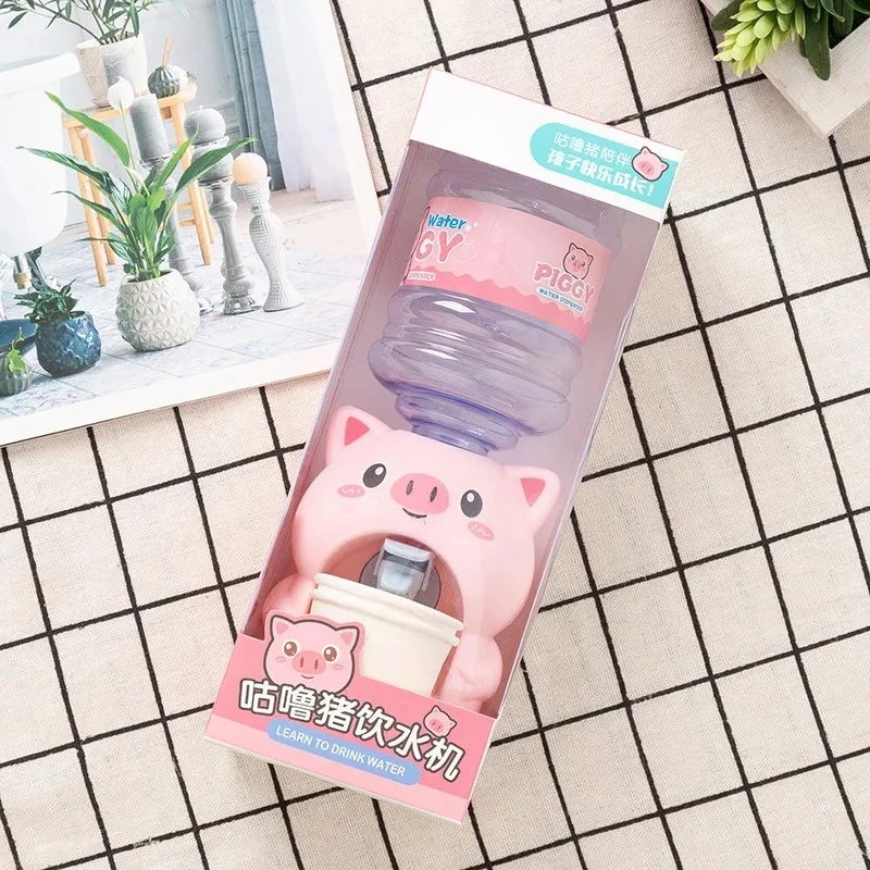 Mini Children's Water Dispenser Cute Cold/Warm Water Juice Milk Dispenser Simulation Cartoon Pig Kitchen Toy