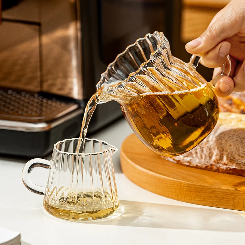 Pot à lait en verre transparent avec poignée, tasse à café, pot de