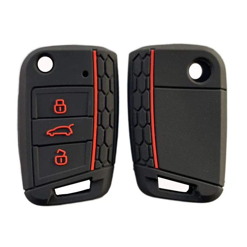 Key Case Cover Silicone Key Case Cover for Volkswagen Polo Golf 7 Tiguan MK7 mk2 Skoda A7 Octavia Karoq SEAT Ateca Leon Ibiza FR2