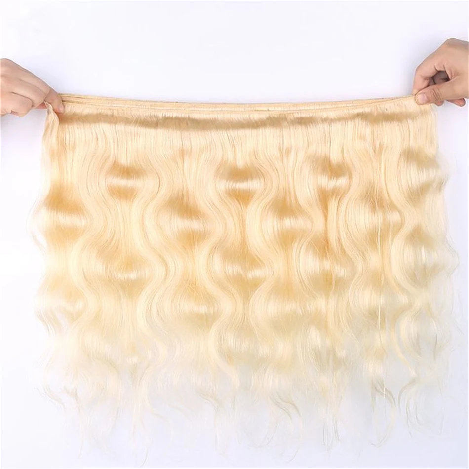 Extensiones de cabello humano Remy brasileño para mujer, mechones ondulados de color rubio miel, 8-40 pulgadas, 1, 3, 4 mechones, 613