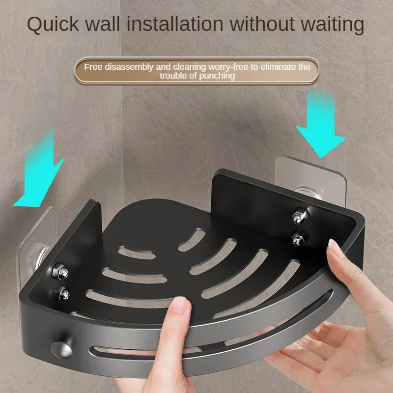 Bathroom Shelves Kitchen Storage Organizer Plastic Shampoo Rack Shower Shelf Bathroom Accessories No Drill Shelf 2PCS