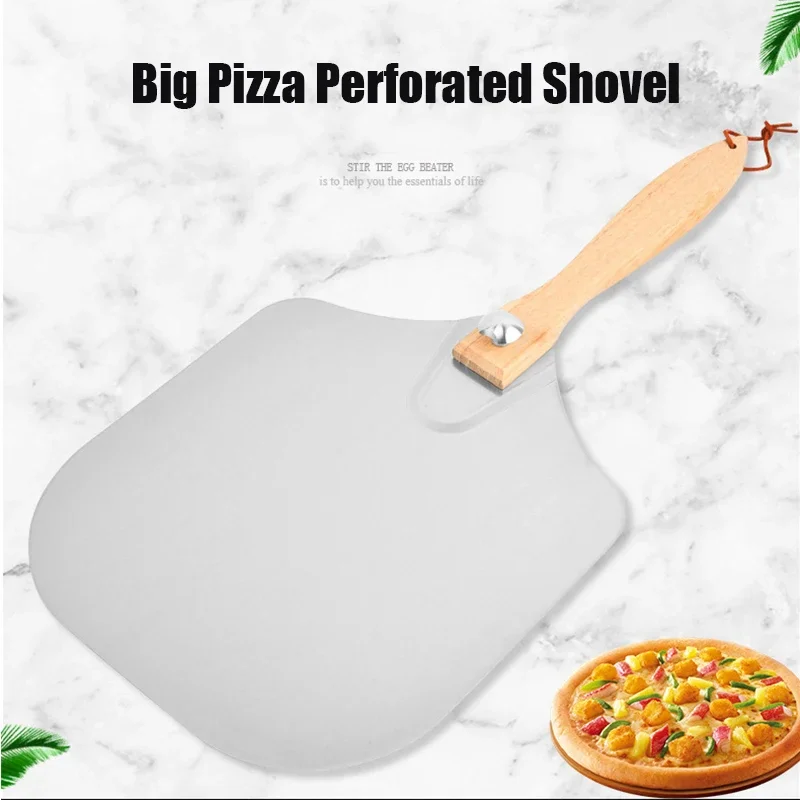 Pizza Peel Pizza Bakeware 12inch Pizza Peels Aluminium Alloy Pizza Paddle Spatula Long Handle Non-Stick Perforated Shovel Lightweight Kitchen Tools