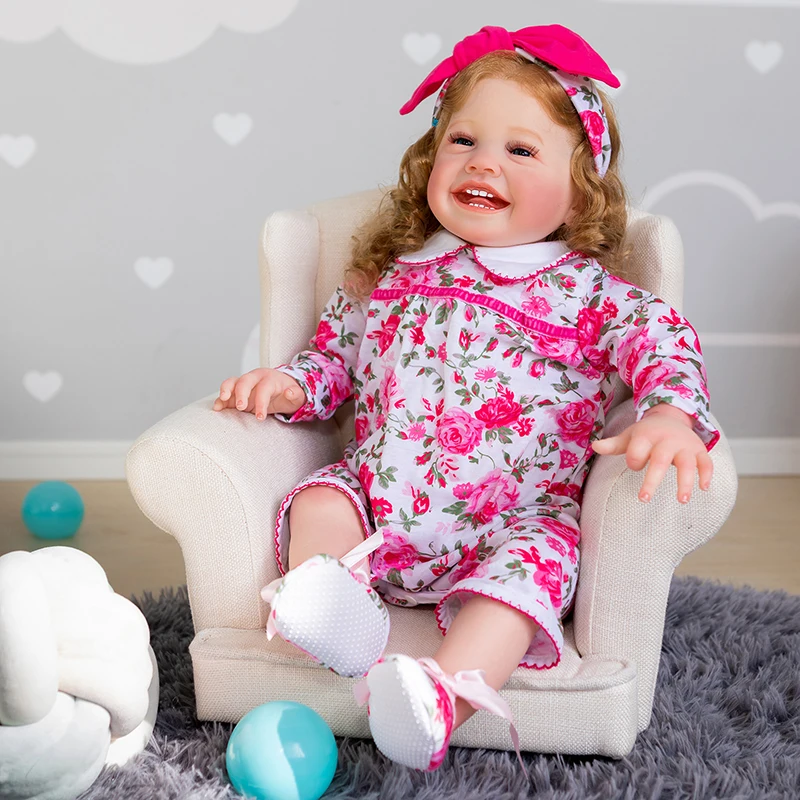 

60CM Huge Doll Real Baby Size Reborn Baby Toddler Girl Doll Mila Lifelike 3D Painting Collectible Art Doll