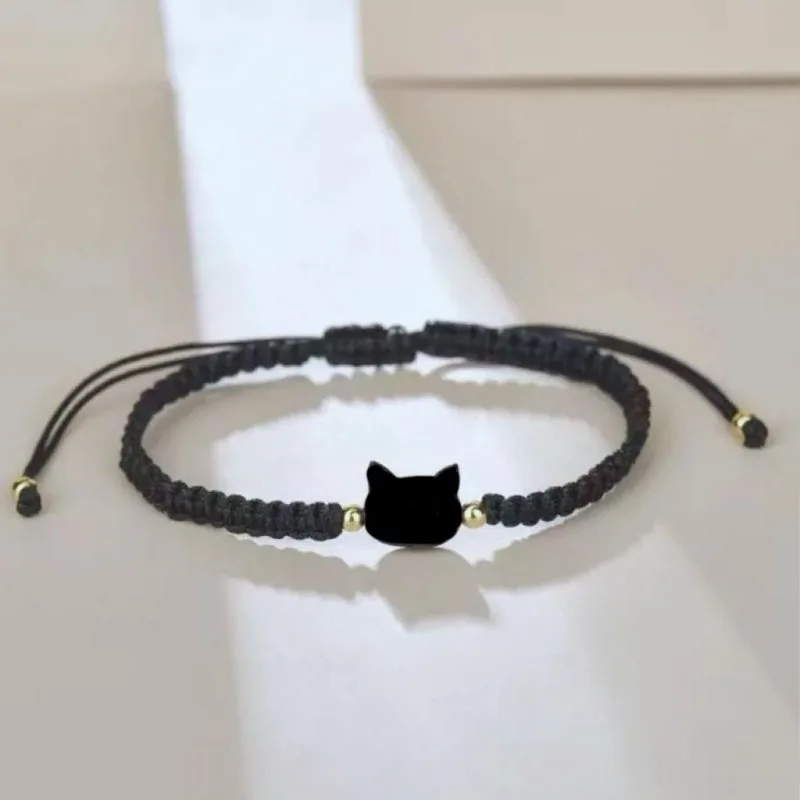 Handmade Couple Cute Cat Bracelet Unique Stylish Hand Rope For Women Men Delicate Beaded Woven Bracelet Accessories Gifts 2pcs