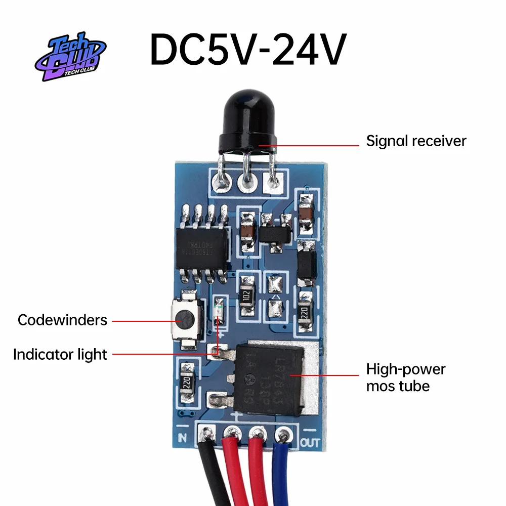 DC2.5V-5V DC5V-24V Infrared Remote Control 38KHz with IR Transmitter Receiver Module Power Supply Accessories