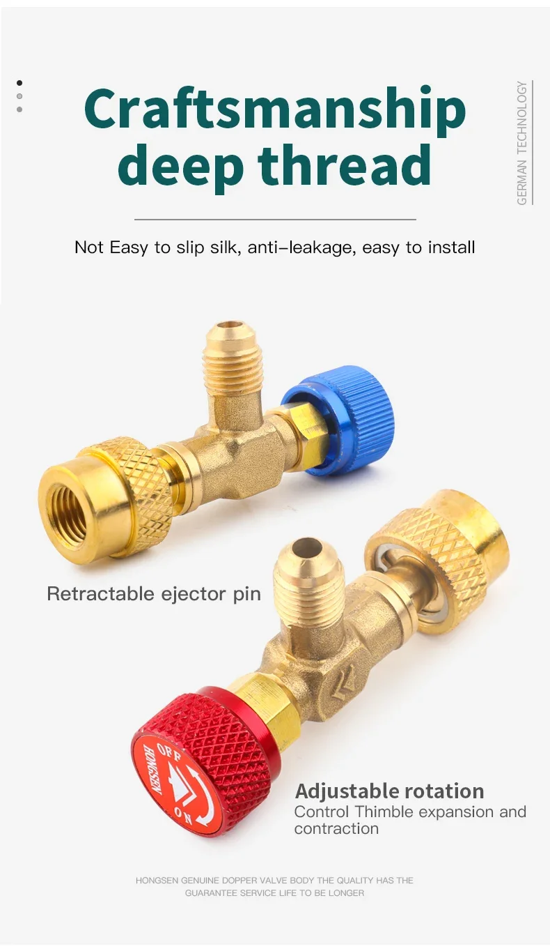 HS R410a R22 Refrigeration Tool Air conditioning Safety Valve Adapter Fitting Refrigeration Charging Copper Adapter For R410A