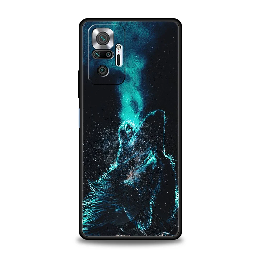 Moon Roaring Wolf Handy hülle Abdeckung für Redmi Note 12 11 10 Pro Plus 8 8t 9 k50 k40 Gaming 9a 9c 9t Pro plus Soft shell Bag Capas – Detail 5