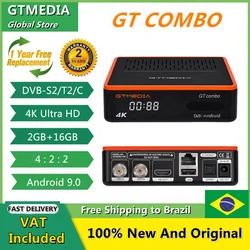 GTMEDIA GT Combo Android 9.0 Smart TV BOX+DVB-S/S2/S2X/T/T2/C Built-in Wifi Satellite Receiver Support M3U/CS 4K HD STB Decoder