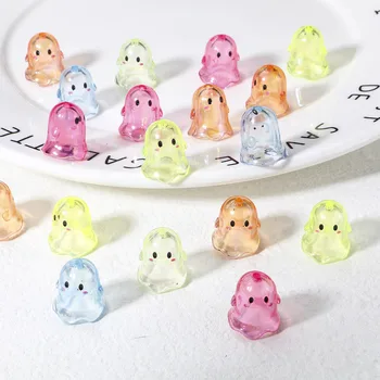 아크릴 할로윈 유령 비즈, DIY 참 주얼리 제작용, 다색 투명 비즈, 17mm x 15mm, 구멍: 약 1.8mm, 5 PCs