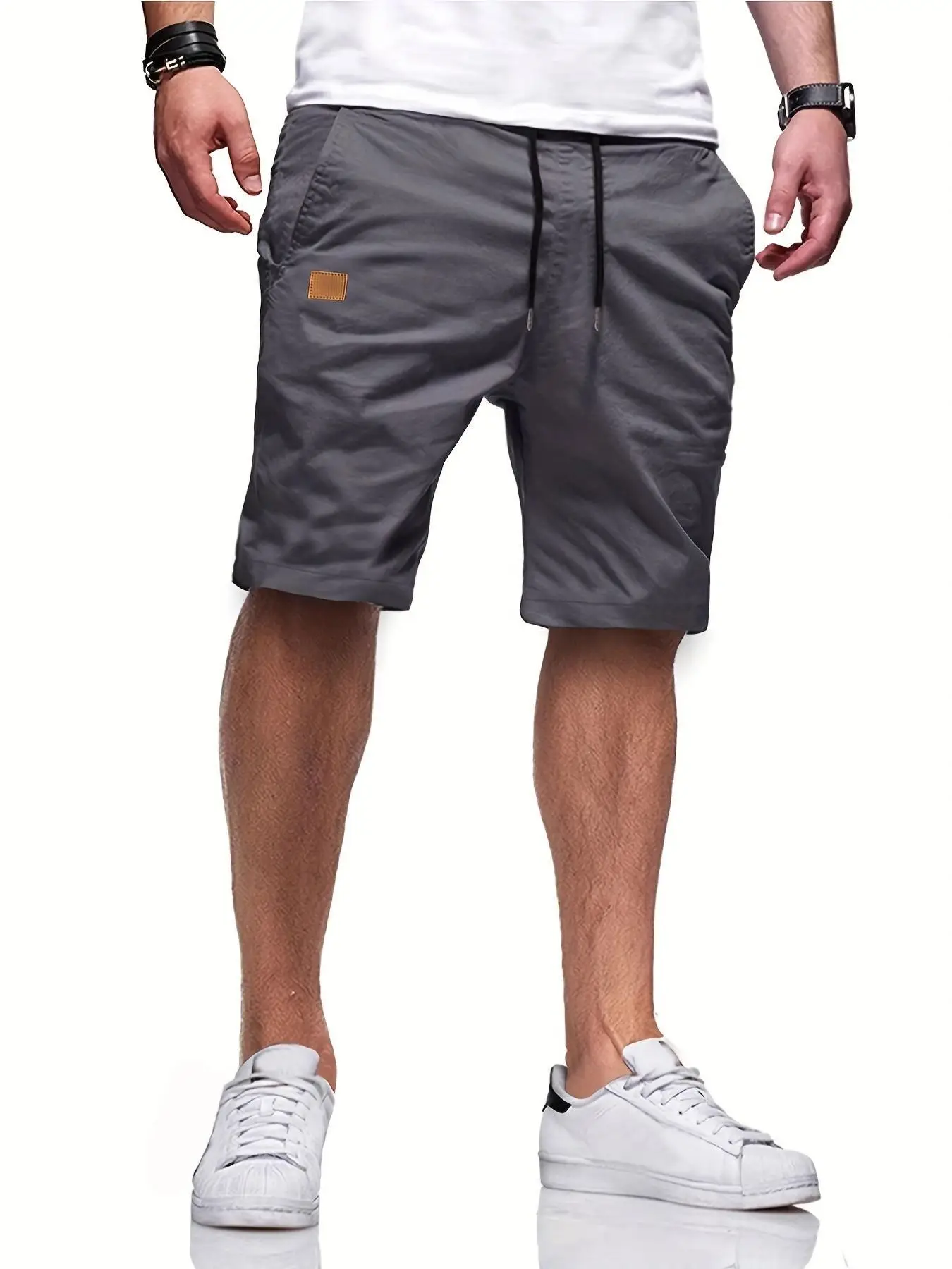 Neue Herren-Freizeitshorts, Bermuda-Shorts, Fitness-Jogging-Shorts, Vintage-Cargoshorts mit elastischem Bund – Detail 4