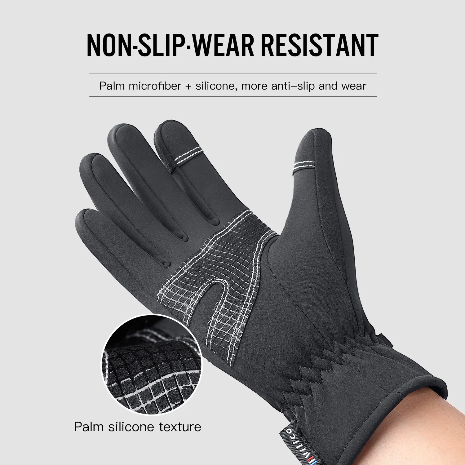 Men Winter Waterproof Cycling Gloves Outdoor Sports Running Motorcycle Ski Touch Screen Fleece Gloves Non-slip Warm Full Fingers 3
