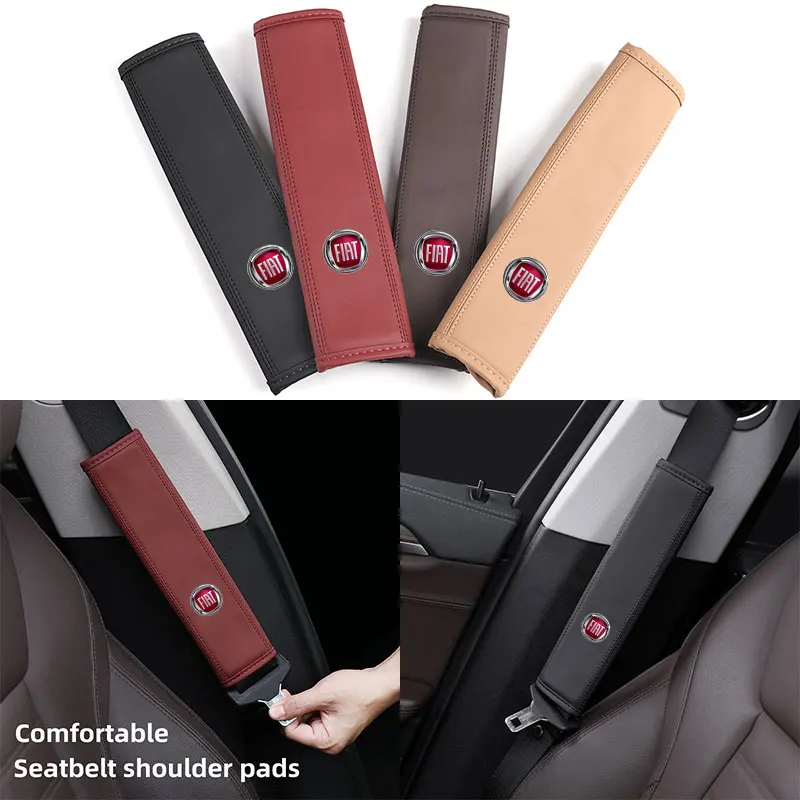 Car Seat Belt PU Leather Safety Belt Shoulder Cover For FIAT 500 Grande
