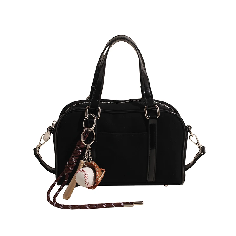 Suede Boston Bag Adjustable Strap for Women