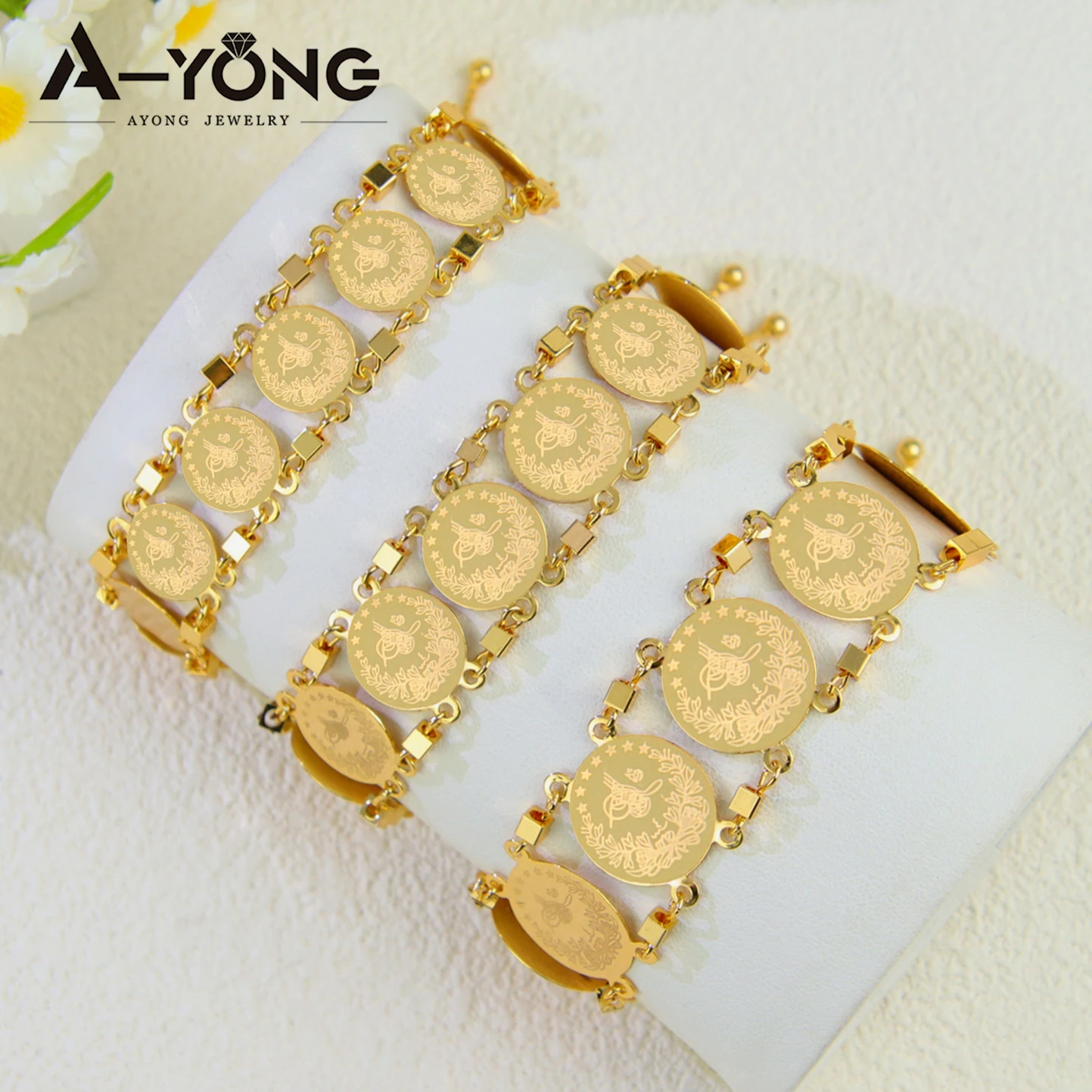 18K Gold Plated Jewelry Set For Women - Necklace, Bracelet, Ring, Earrings With Cubic Zirconia, Vintage Dubai Style