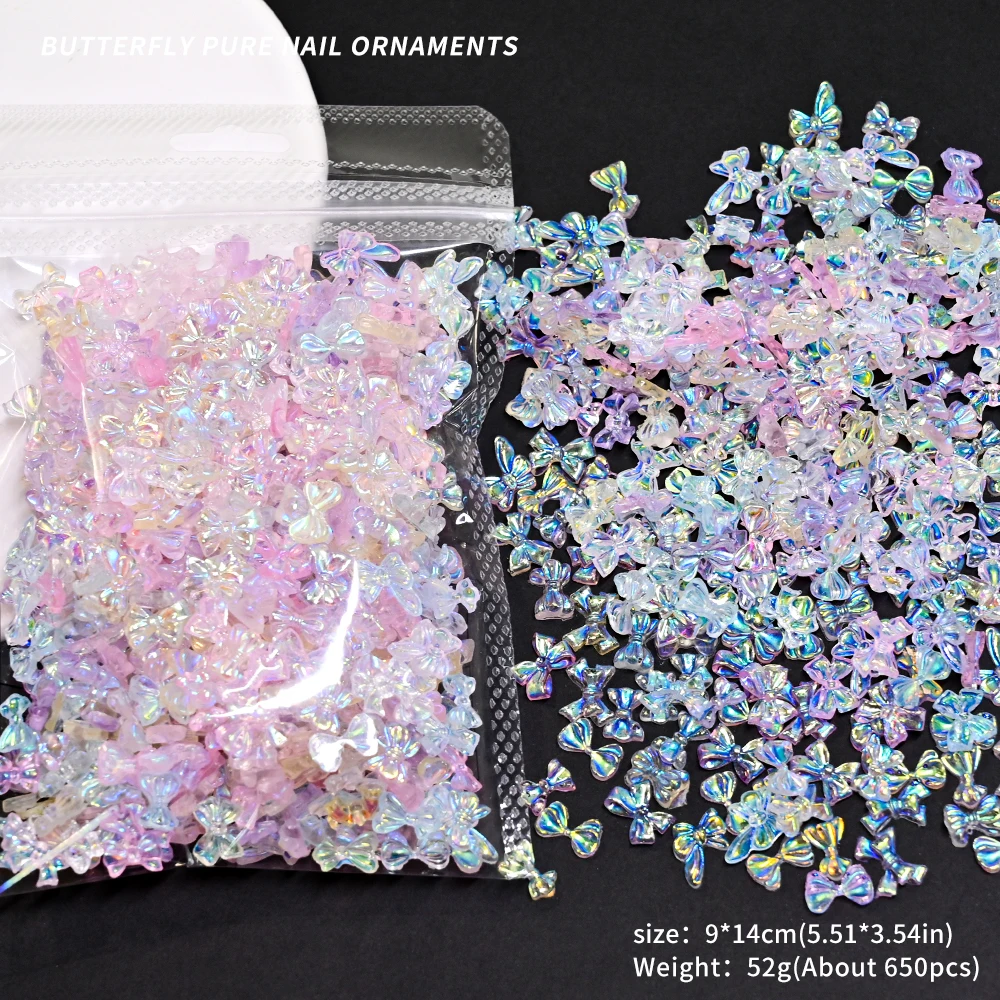 귀여운 미니 활 3D 네일 아트 참, 한국 혼합 리본, 나비 매듭 네일 라인석, DIY 네일 아트 장식, 50g/가방