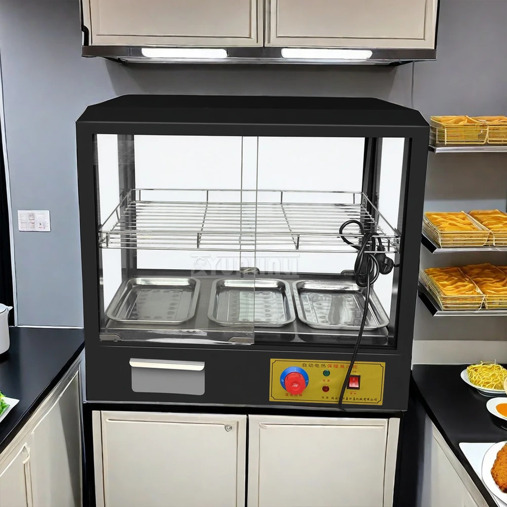Commercial Cooked Food Cabinet Heat Preservation Cabinet Desktop 3-layer Food Display