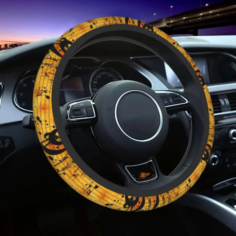 

Niemi Music Musical Note Car Steering Wheel Cover 38cm Anti-slip Retor Music Steering Wheel Protector Interior Accessories