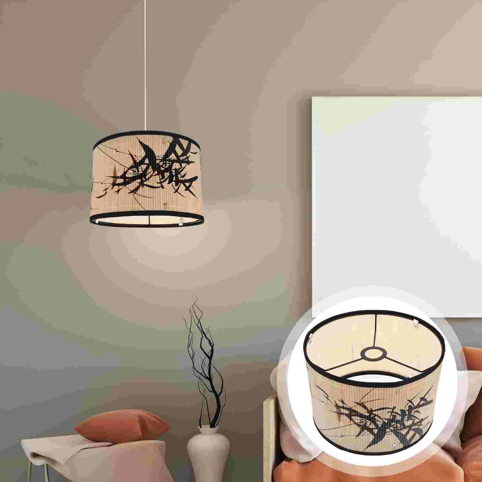 

Printed Retro Style Folk House Decoration Chandelier Lampshade Bamboo Lighting Crafts