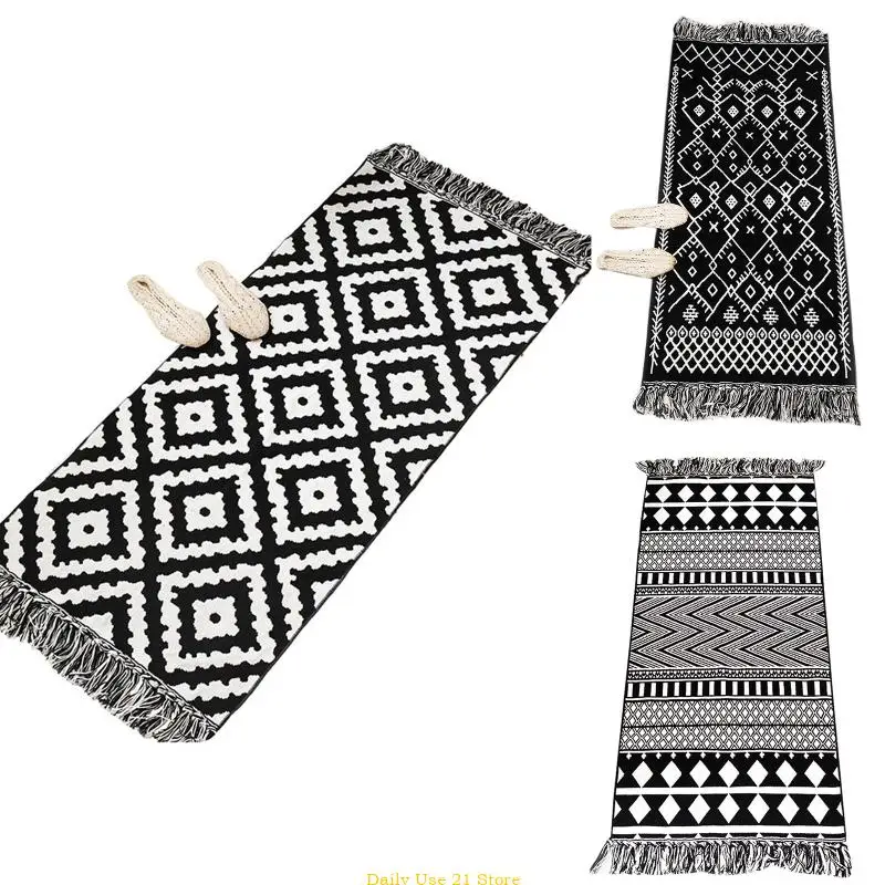 

Ethnic Woven Carpet Living Room Sofa Bedroom Bedside Tassel Floor Mat Tatami Bay Window Area Rugs Home Decoration