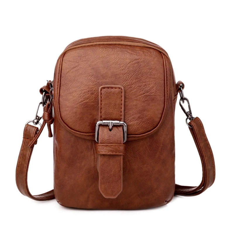 

Vintage Shoulder Bag For Women PU Leather Crossbody Bag Multifunction Messenger Bag Multi-layer Lady Phone Handbag New