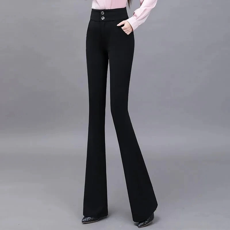 Tanie Black Pant Women's 2022 Spring And Summer New High-Waist Drape Micro-Flare Pants