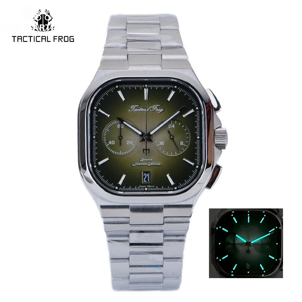 

Tactical Frog Watch For Men 40mm VK64 TV chronograph Quartz Movement Sapphire C3 Super Luminous 100M Waterproof Luxury Men Watch