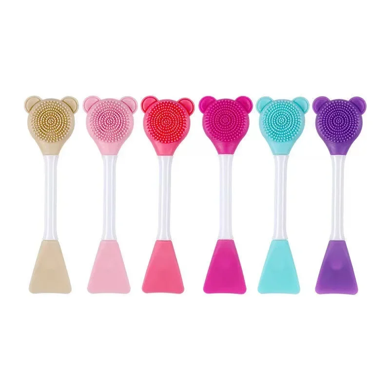 

3 Pcs Double Head Silicone Facial Mask Brush Facial Application Cleaning Special Mud Film Shovel Face Dressing Makeup Brush