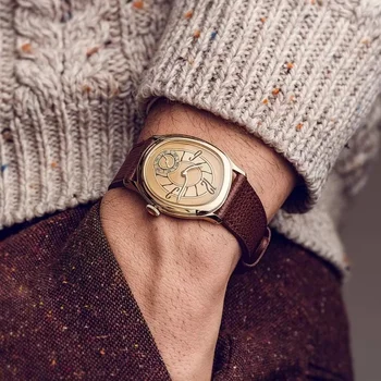 Orologio da Uomo, Orologi di Lusso per Uomo, Orologio da Polso al Quarzo con Cinturino in Pelle, Orologio Casual, Regalo, Montres Hommes