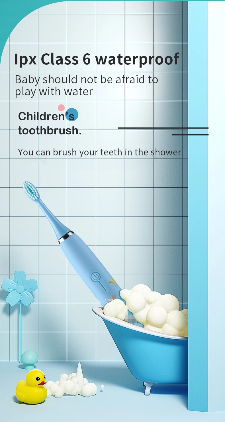Children's Electric Toothbrush Cartoon Pattern for Kids with Replace The Tooth Brush Head Ultrasonic Electric Toothbrush