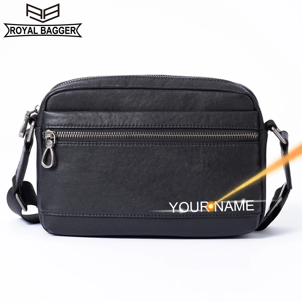 

Royal Bagger Messenger Bag for Men Multifunction Shoulder Bag Genuine Cow Leather Fashion Large Capacity Crossbody Bags 6681
