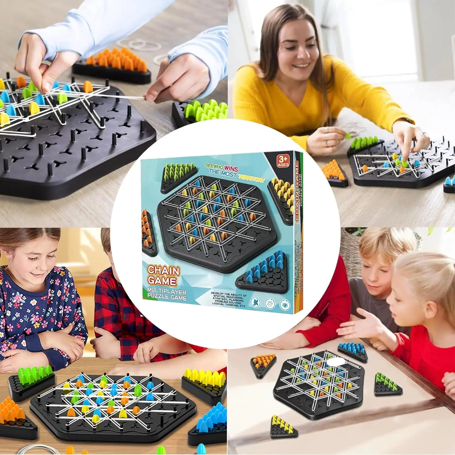 Chain Triangle Chess Game Triggle Rubber Band Board Game For Family Party Gift Chess Interactive Games For Kids Adults