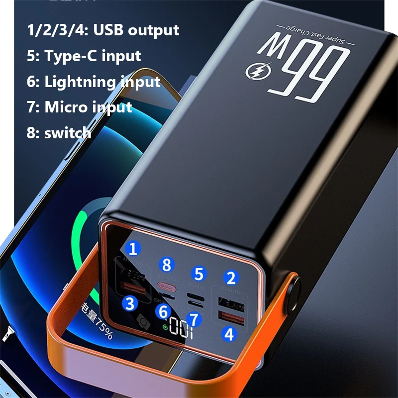 70000mAh Power Bank Powerful Large Capacity External Spare