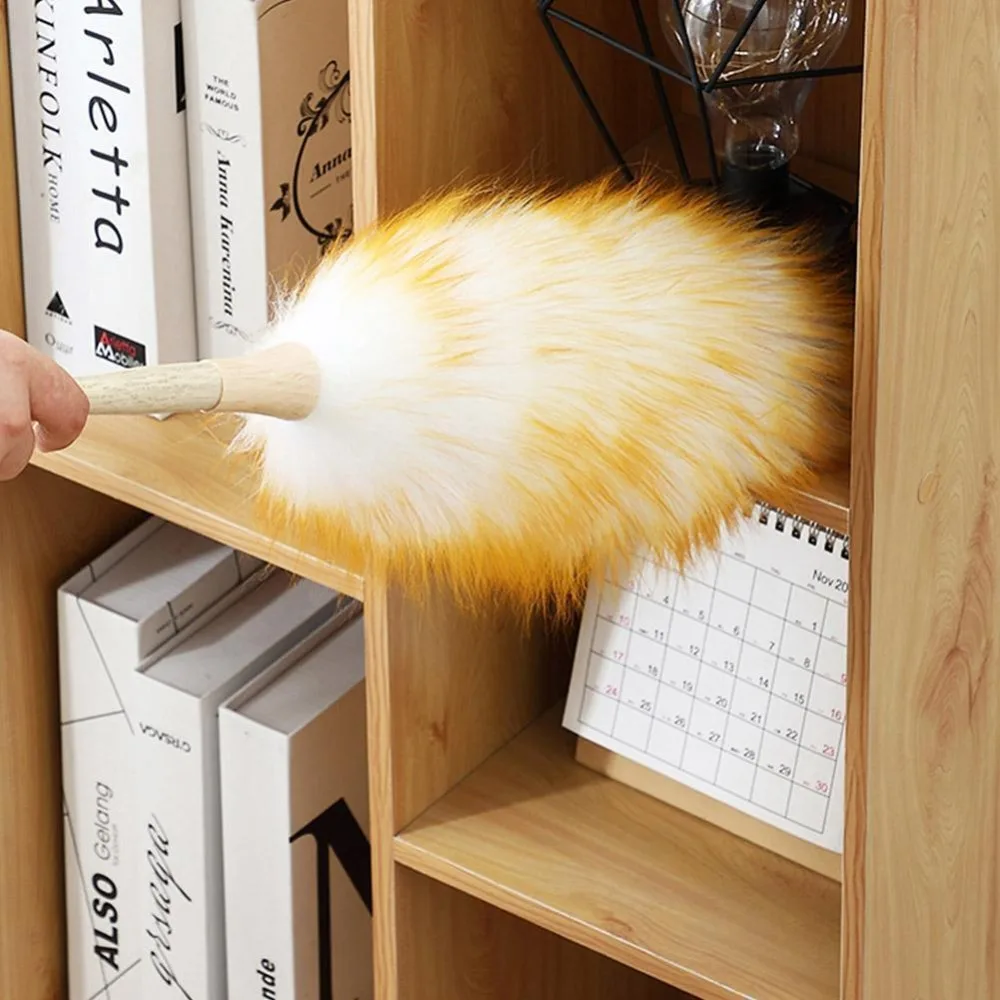 Wool Fiber Wool Duster Fine and Flexible Washable Handle Brush Anti Slip Handle No Static Electricity Clean Houseware Tools